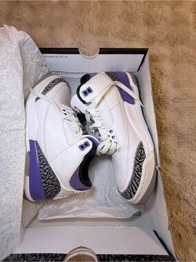 Air Jordan 3 Retro “Dark Iris” sneakers in Men’s US Size 8 (Women’s approx. 9.5)